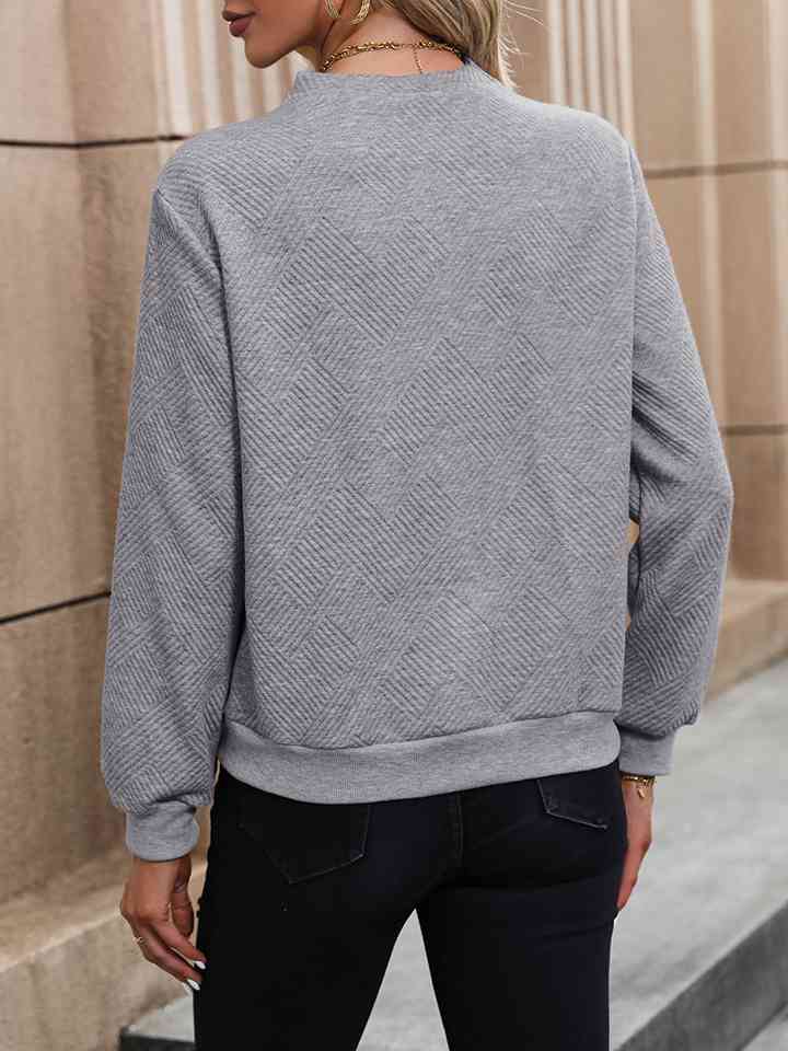 Asymmetrical Neck Long Sleeve Blouse - Beauty by Anjuli