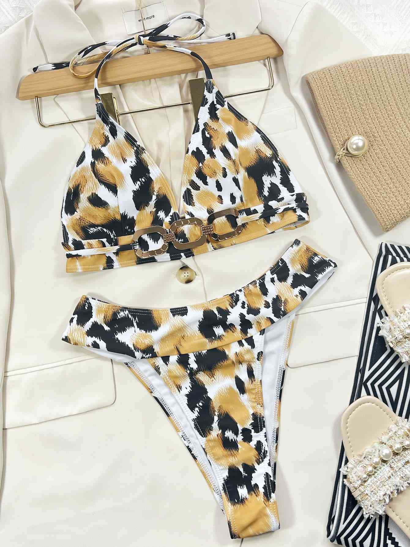Animal Print Halter Neck Bikini Set - Beauty by Anjuli