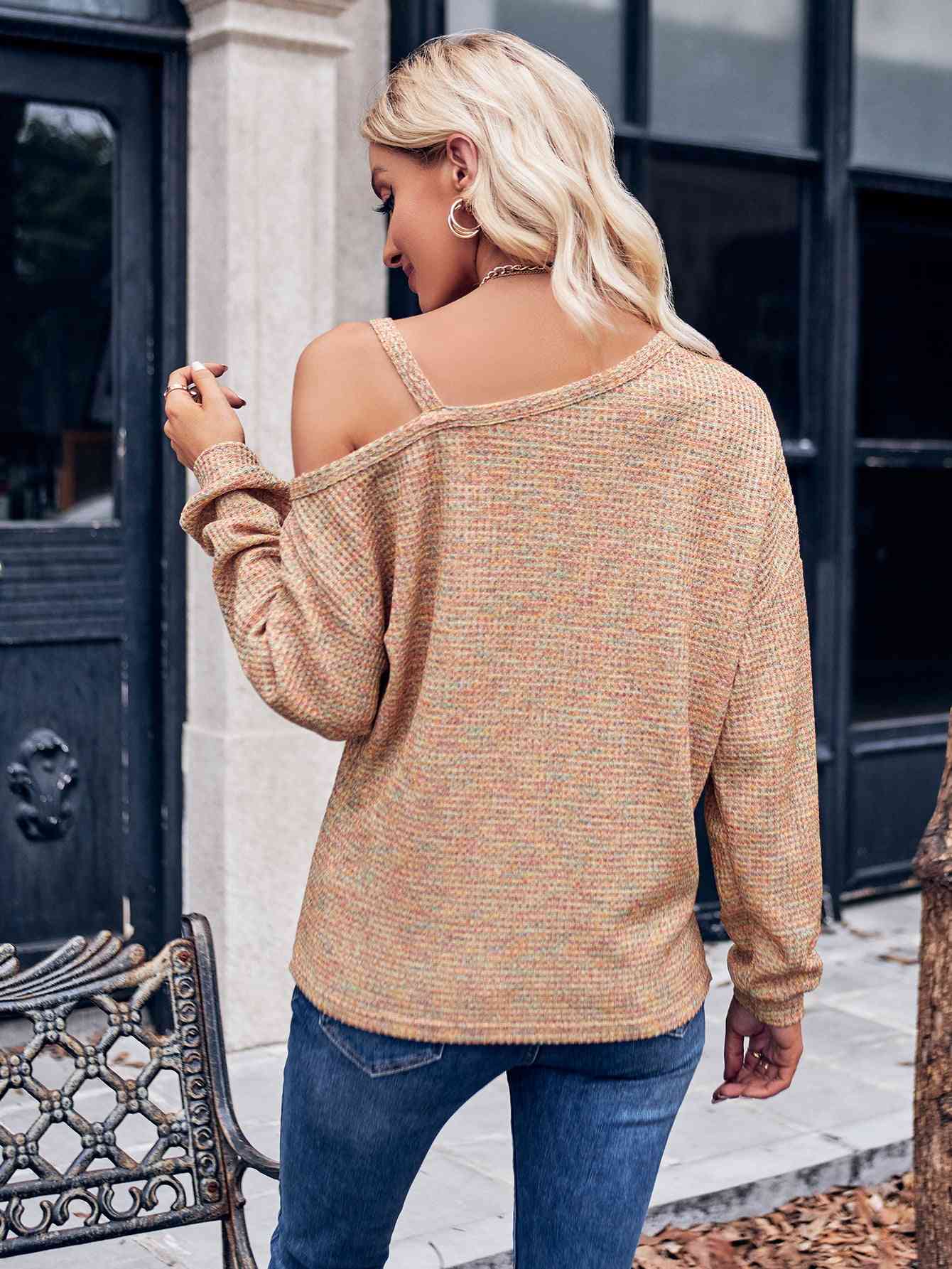 Asymmetrical Dropped Shoulder Long Sleeve Knit Top - Beauty by Anjuli