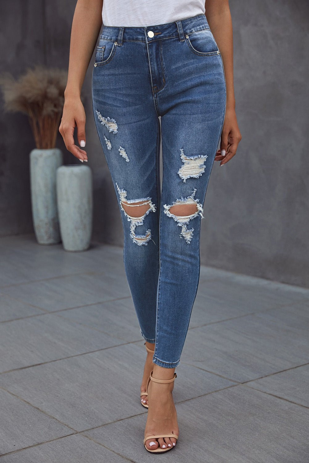 Baeful Vintage Skinny Ripped Jeans - Beauty by Anjuli